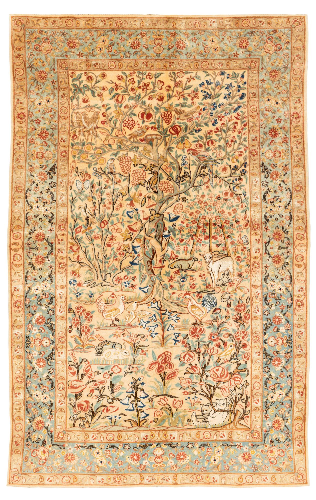 Matta, old Teheran part silk, ca 216 x 136 cm.