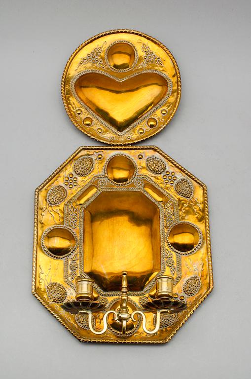 VÄGGPLÅT, mässing, 1800-tal.