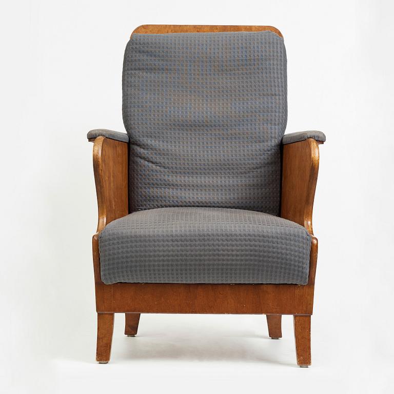 Carl Bergsten, a stained birch easy chair, Nordiska Kompaniet, Sweden 1918.