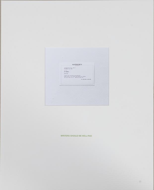 Louise Lawler, "Writers should be well paid", 1993/96.