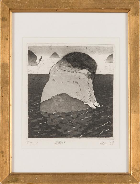 Outi Heiskanen, etching, signed and dated -78, marked TV. 3.
