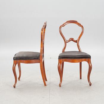KARMSTOLAR, ett par och STOLAR, 6 st, nyrokoko, 1800-talets slut.