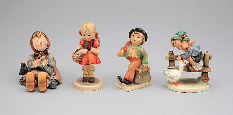 FIGURINER, 4 st, porslin, Goebel, Tyskland, troligen 1930-50-tal.