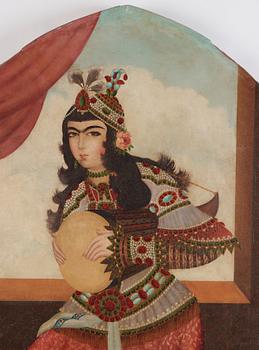 Persian school, "The Lady with the Tunbak" late Qajar dynasty - first half of the 20th century.