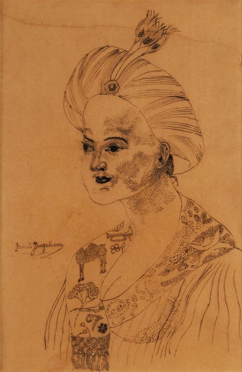 ERNST JOSEPHSON, Indian ink on paper, signed.