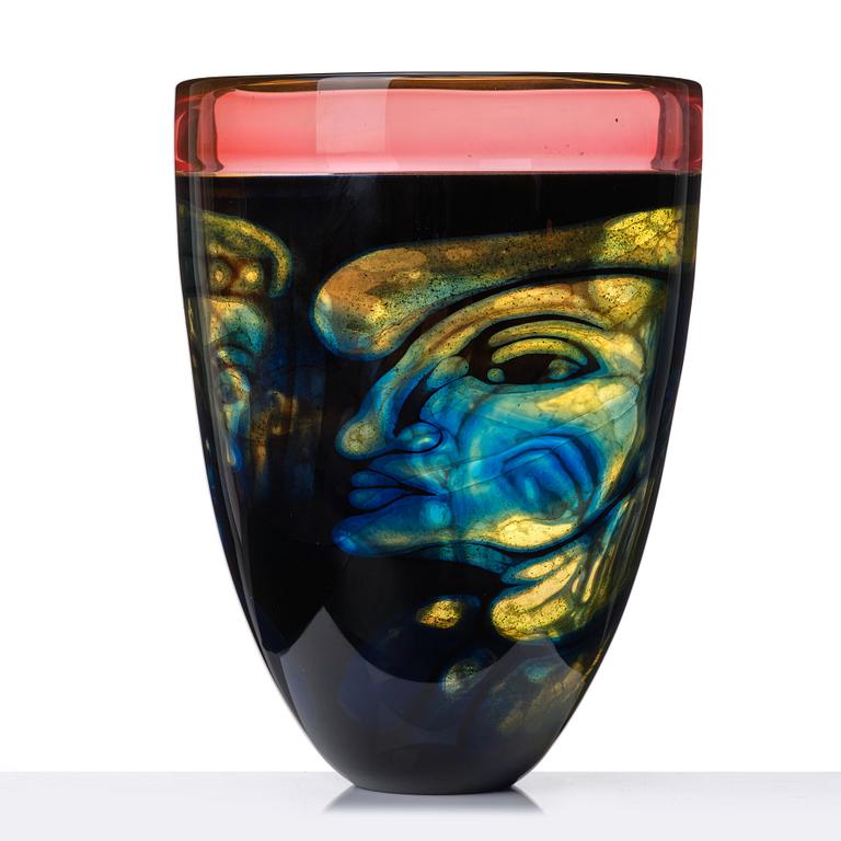 Eva Englund, a 'graal' glass vase, Orrefors, Sweden 1990.