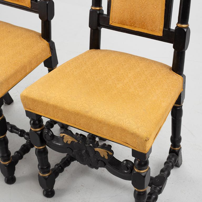 A Pair of Swedish Baroque Chairs, 18th Century.