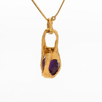 Björn Weckström, an 18K gold necklace, 'Reindeer Bell', with an amethyst for Lapponia.