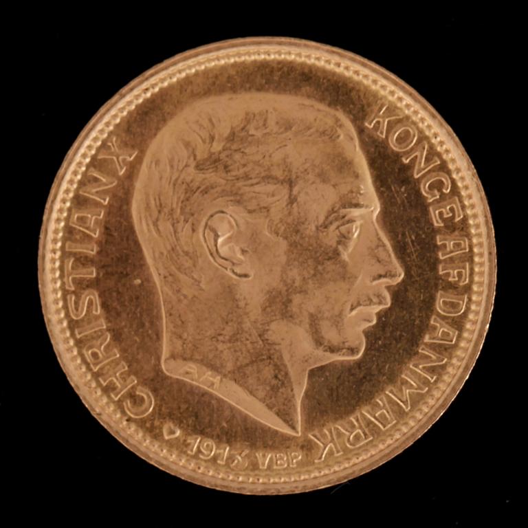 GULDMYNT, 20 kroner, Danmark 1913. Vikt ca 8,5 gram.