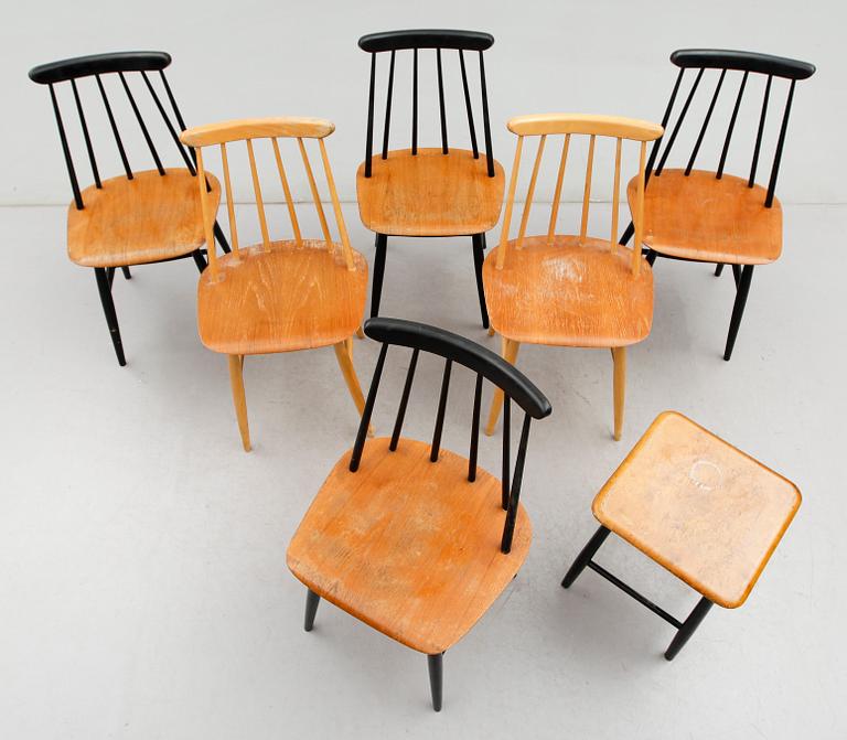 STOLAR 4 + 2 st OCH PALL, "Fanett", Ilmari Tapiovaara, Edsbyverken, 1900-talets andra hälft.