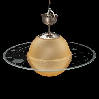 Ceiling lamp, Saturn-type, 1940s-50s.