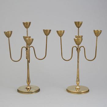 GUNNAR ANDER, kandelabrar, ett par, mässing, Ystad-Metall.