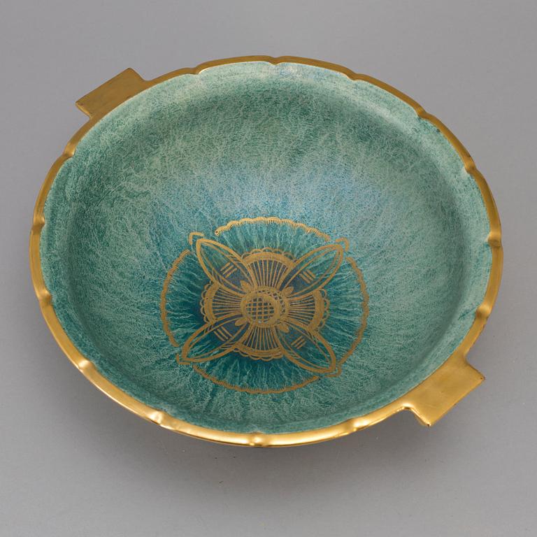 JOSEF EKBERG, skål på fot, flintgods, Gustavsberg, 1920-/30-tal.