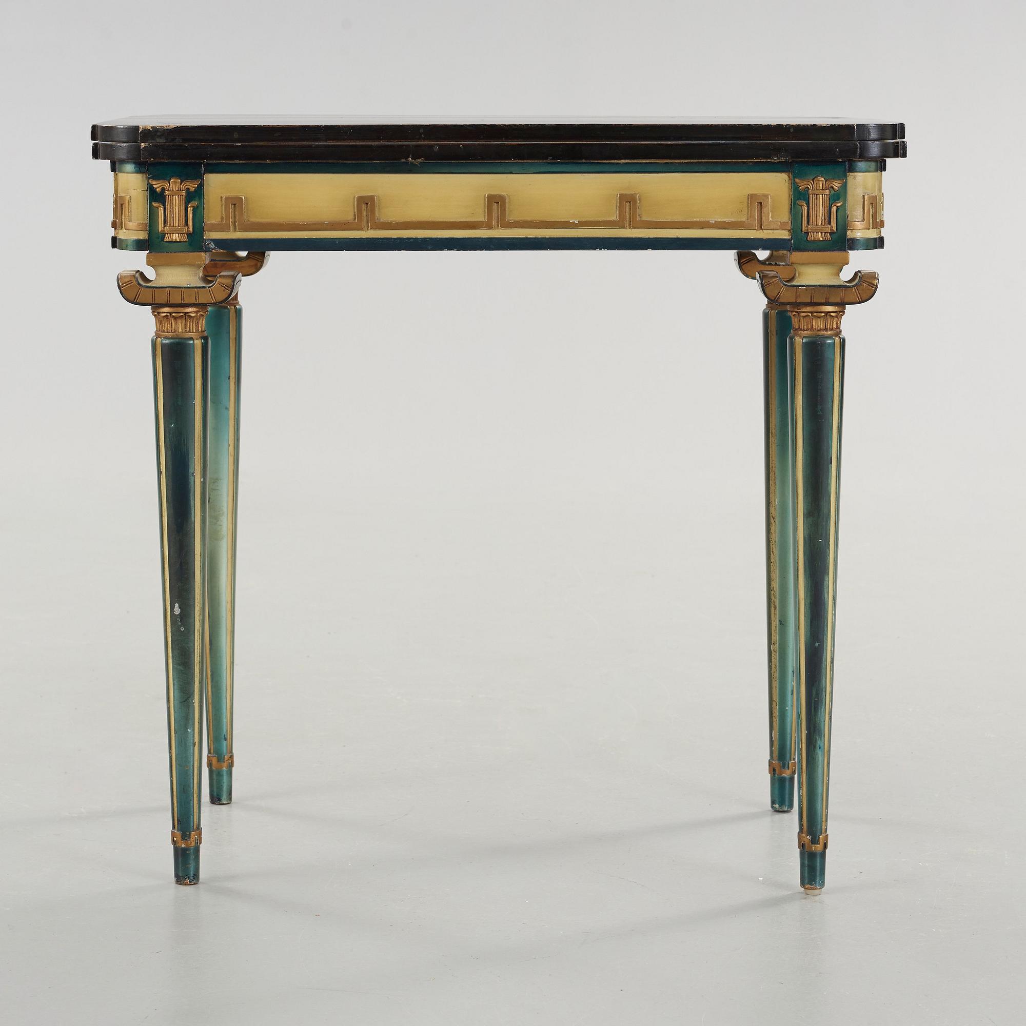 A Swedish Grace lacquered gaming table, 1920-30's.