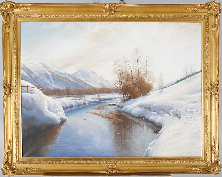 An unknown artist, oil on canvas, signed Axel Lind and dated 1919.