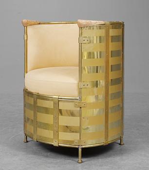 A Mats Theselius brass and birch easy chair, "El Dorado", Källemo, Sweden 2002.