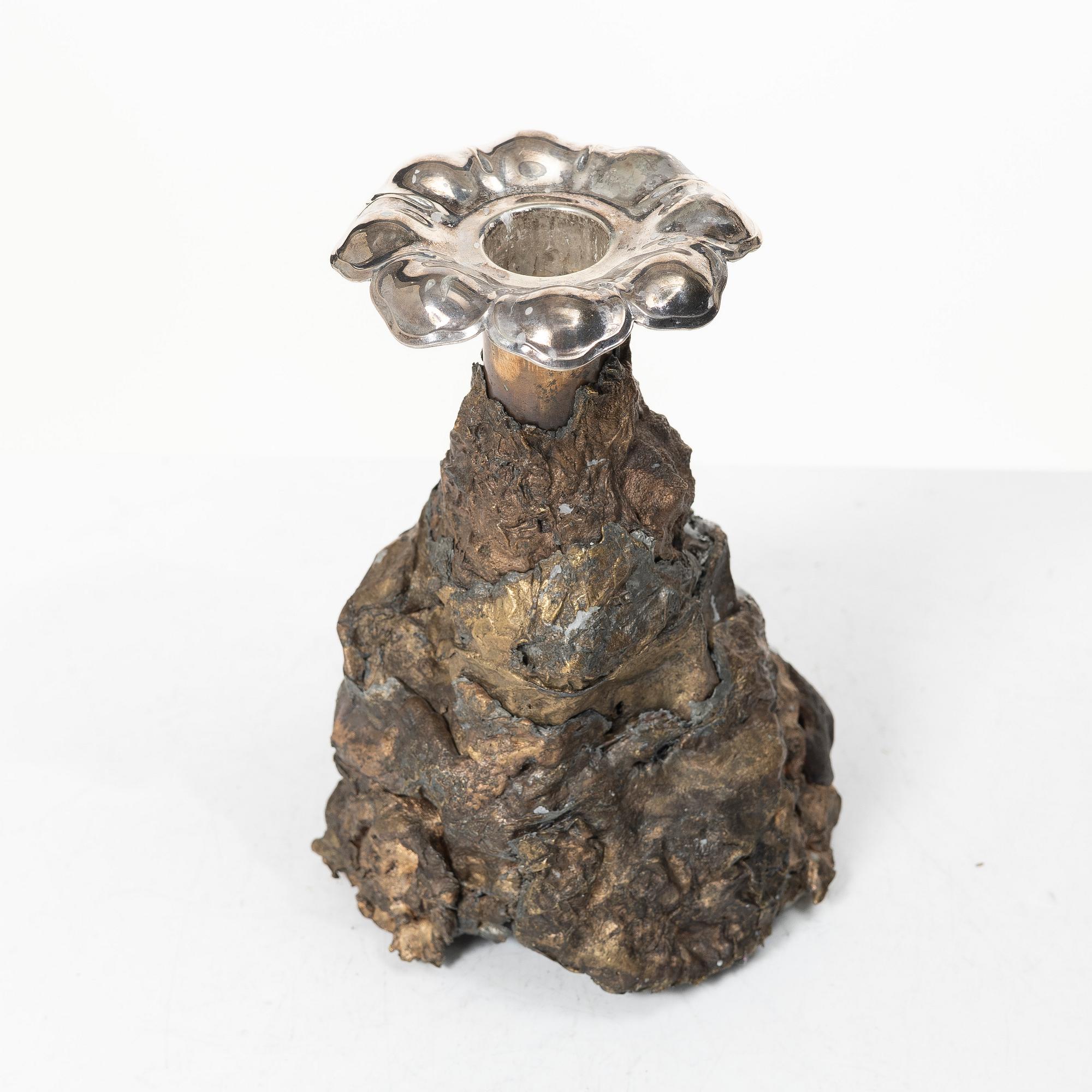 Olle Ohlsson, Skulptur/ljusstake, brons, silver, Stockholm 2020.
