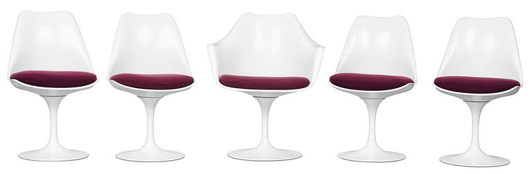 EERO SAARINEN, 4 stolar samt 1 karmstol "Tulip", Knoll International.