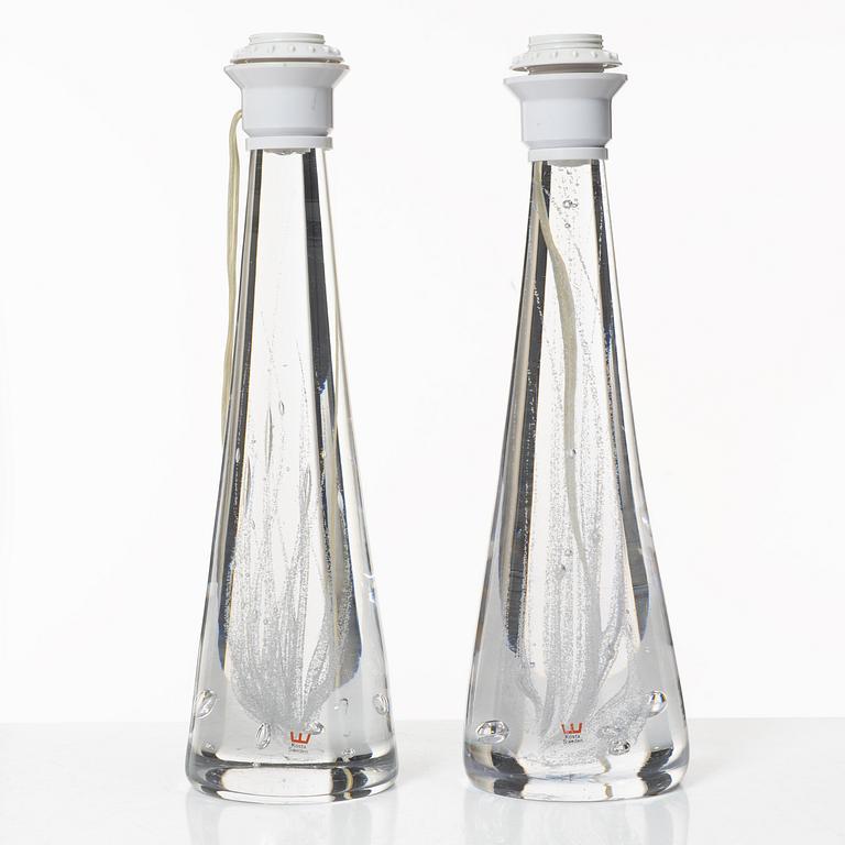 Vicke Lindstrand, a pair of glass table lamps, Kosta.