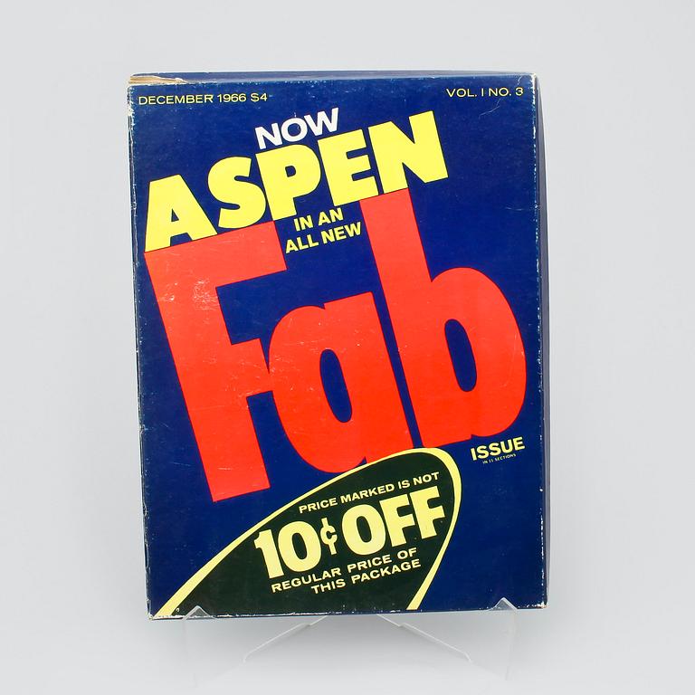 MAGASIN, "Aspen: Magazine in a Box: Vol. 1 No. 3", designad av Andy Warhol och David Dalton, från december 1966.