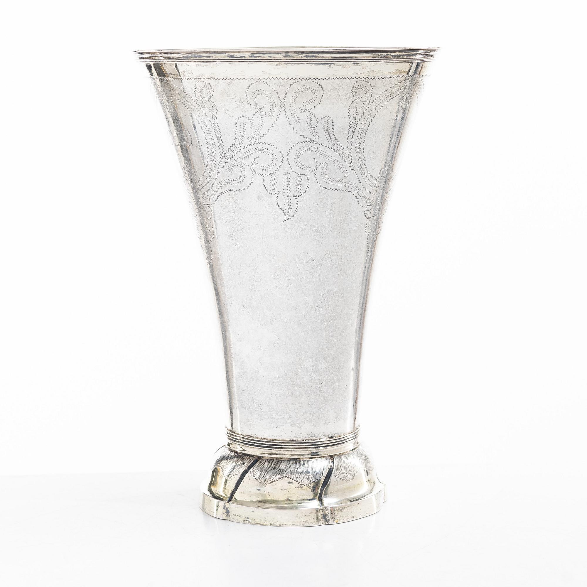 A Swedish early 19th century parcel-gilt silver beaker, mark of Olof Hellbom, Stockholm 1810.