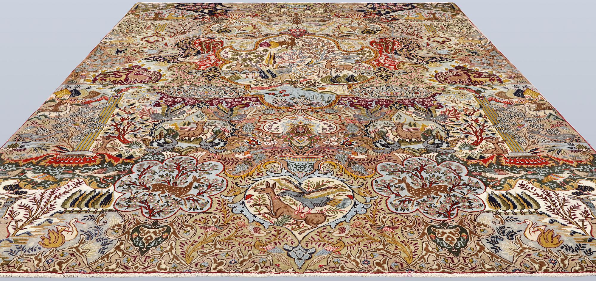 A Kashmar carpet, approx. 391 x 393 cm.
