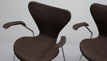 KARMSTOLAR, 4 st,  "Sjuan", Arne Jacobsen, modell formgiven 1955.