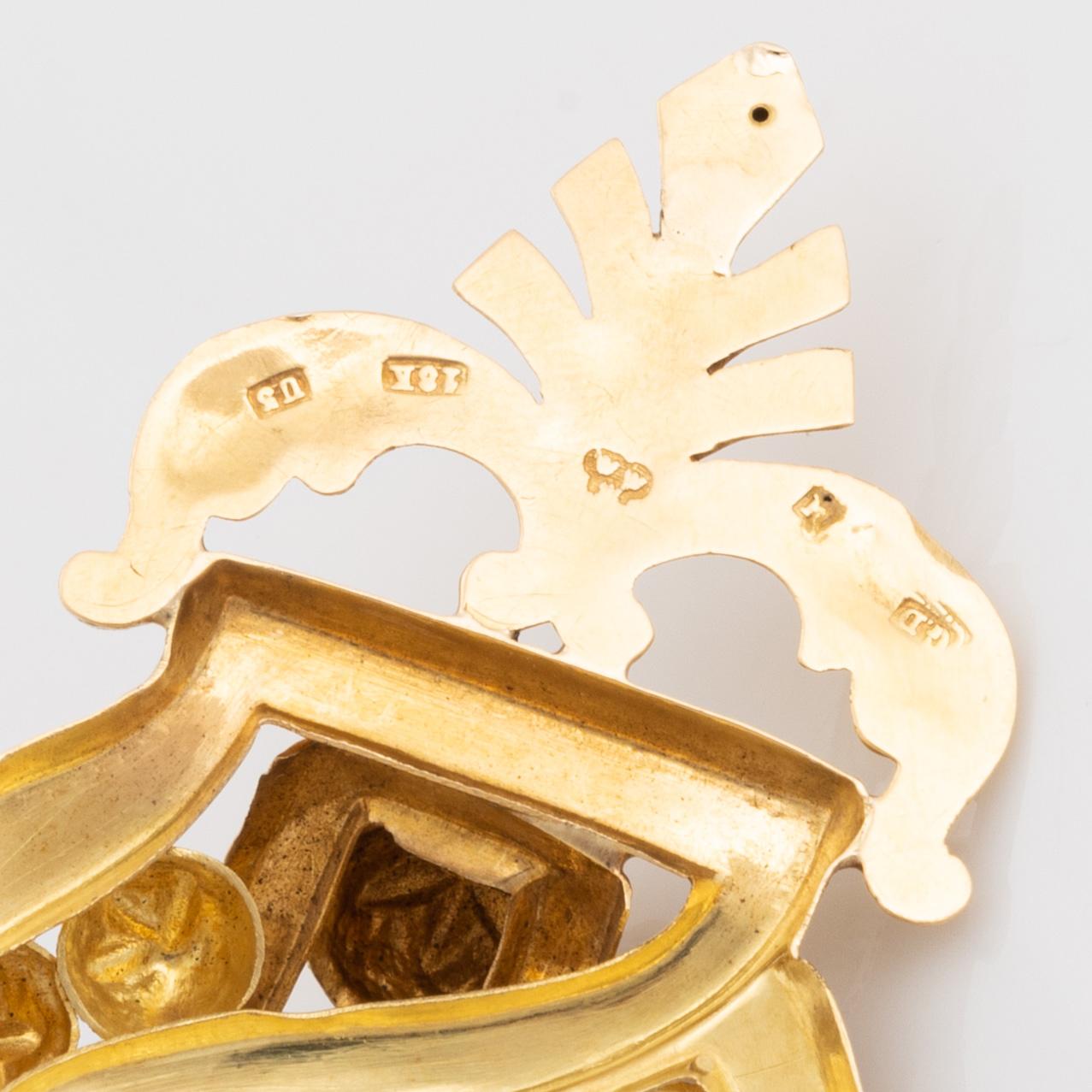 Brooch, 18K gold, GD, Gustaf Dahlgren, Malmö 1874.