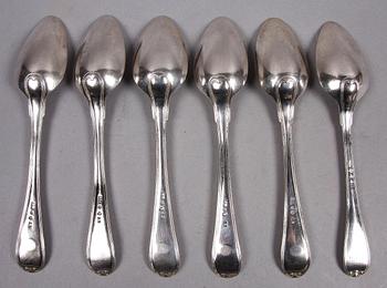 DESSERTSKEDAR, 6 st, silver, mest Jonas Lindberg, Stockholm 1824.