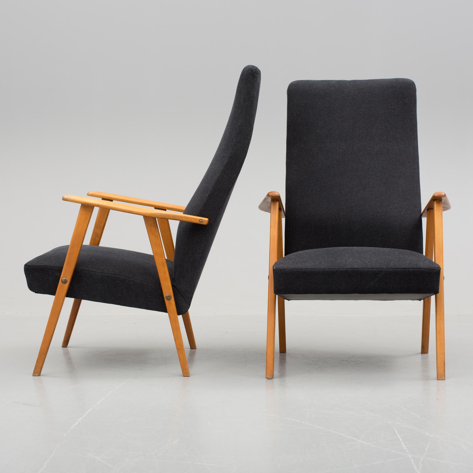 FÅTÖLJER, ett par, Danmark, 1900-talets andra hälft.