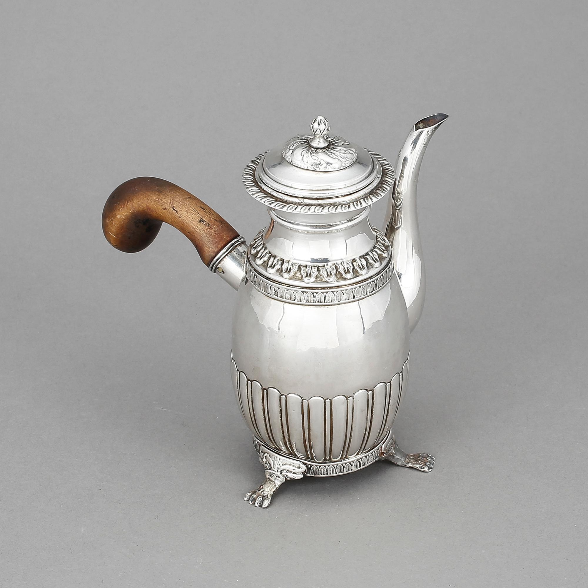 KAFFEKANNA, silver, Jacob Lenholm, Stockholm, 1837. Total vikt 257 g.