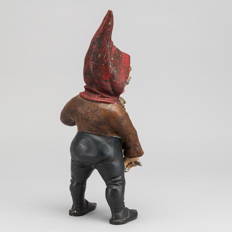 A painted terracotta gnome early 1900's.