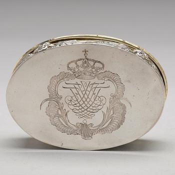 Dosa, silver, ostämplad, möjligen Sverige omkring 1700, barock.