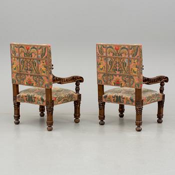 KARMSTOLAR, ett par, barockstil, 1900-talets första hälft.