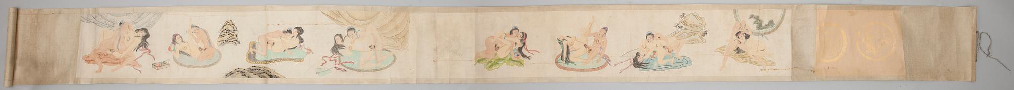 OKÄND KONSTNÄR, kinesisk rullmålning, akvarell på papper,  1900-tal.