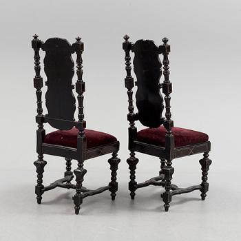 OSCAR II:S STOLAR, ett par, renässansstil, 1800-talets andra hälft.