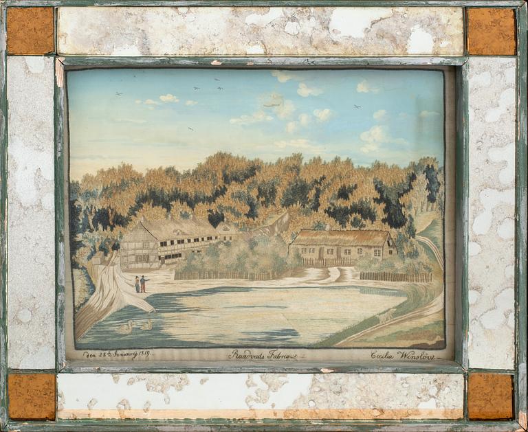 BRODERADE TAVLOR 2 st, 1800-talets första hälft.