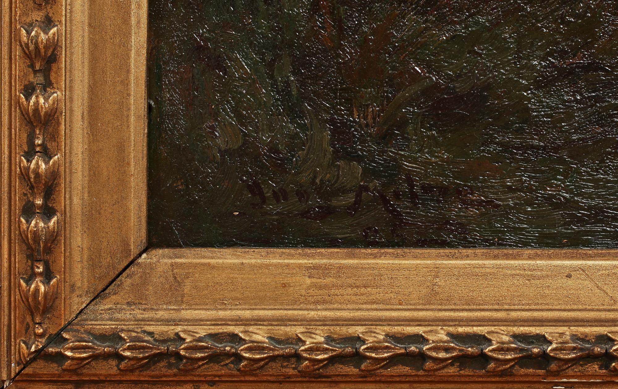 OKÄND KONSTNÄR, olja på pannå, otydligt sign samt dat 05, tidigt 1900-tal.