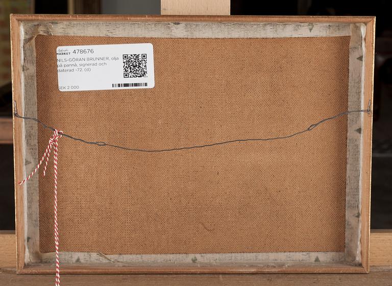 NILS-GÖRAN BRUNNER, olja på pannå, signerad och daterad -72.