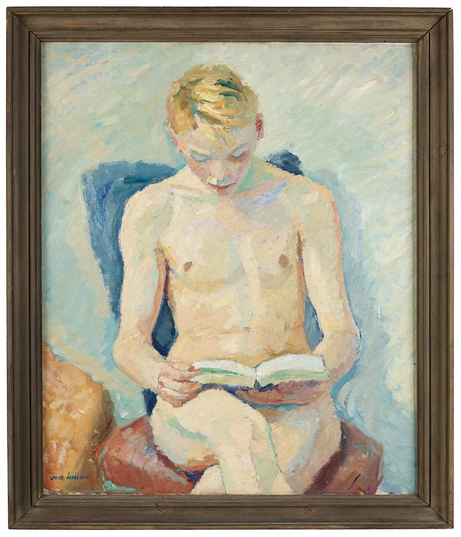 Albin Josef Åkerblom, Sitting young man.