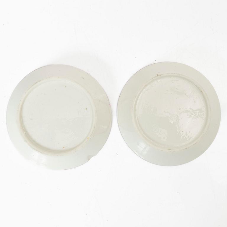 A pair of cups and saucers, France, 18th Century.