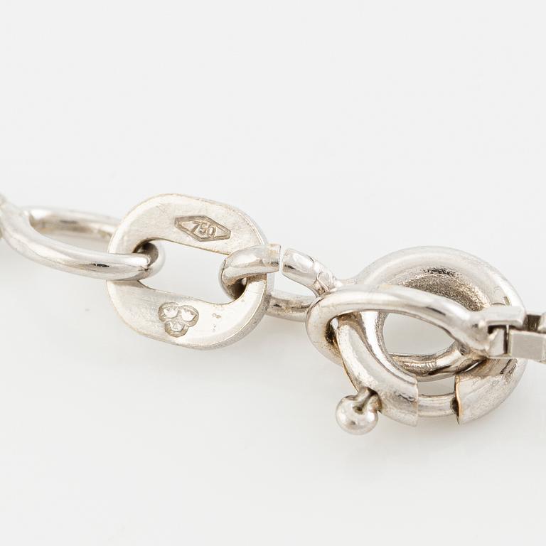 Pendant with chain in 18K white gold set with brilliant-cut diamonds.