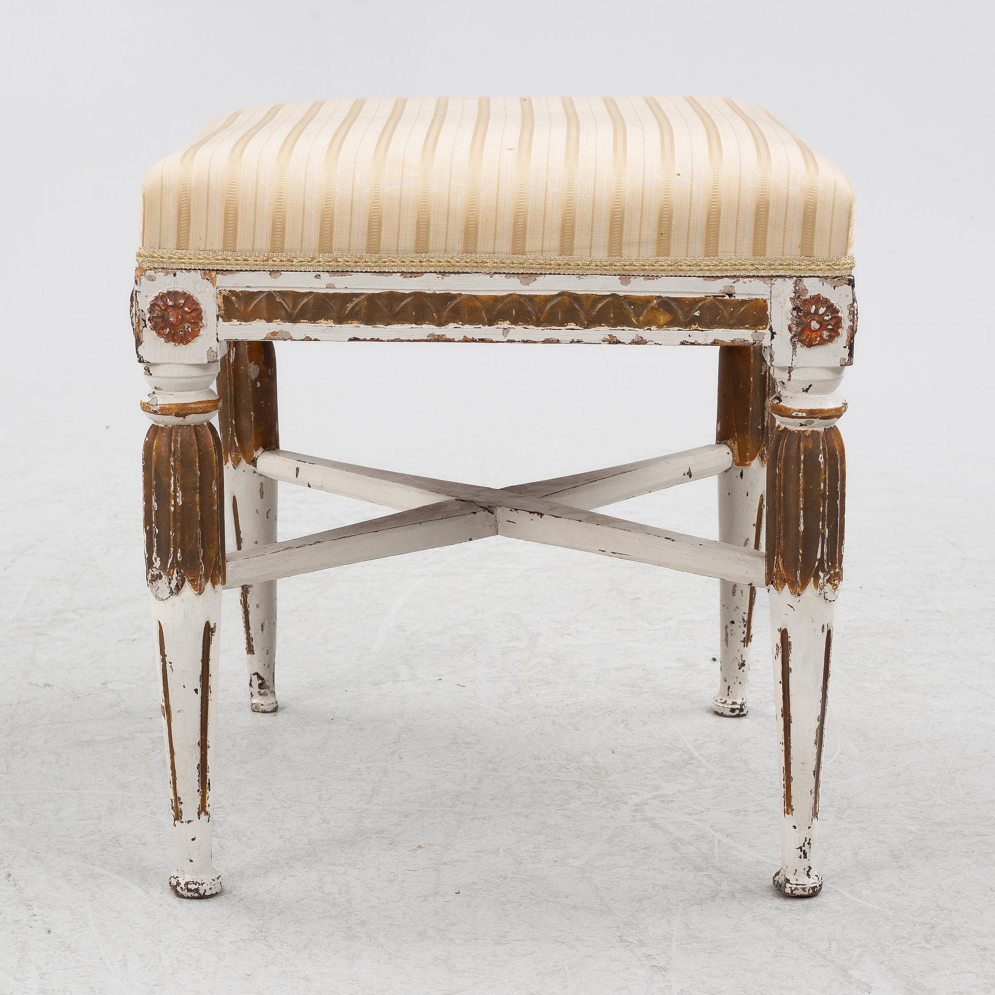 A late Gustavian stool, late 18th century.