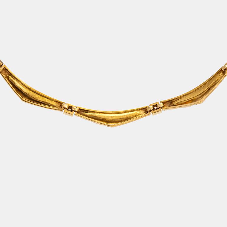 Björn Weckström, "Counterpoint", a 18K gold necklace and platinum necklace with diamonds ca. 0.24 ct. Lapponia 2000.