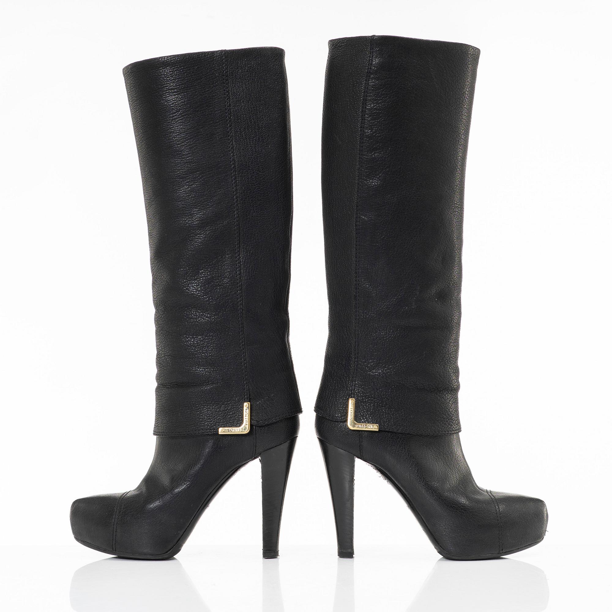 Louis Vuitton, boots, "Queen Grained Leather High Boots", size 37.