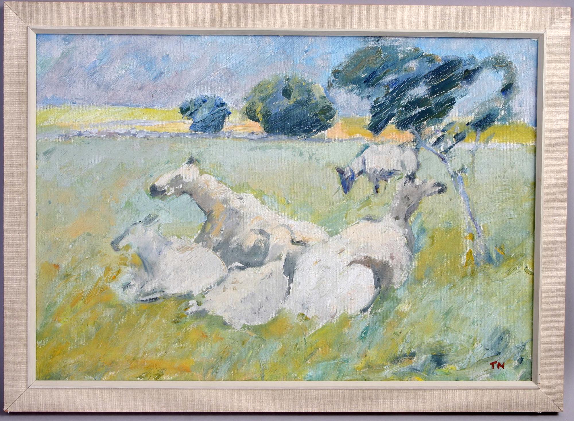 TAGE E. NILSSON, olja på pannå, monogramsign.