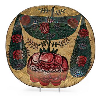 882. A large Birger Kaipiainen stoneware dish, Arabia, Finland.