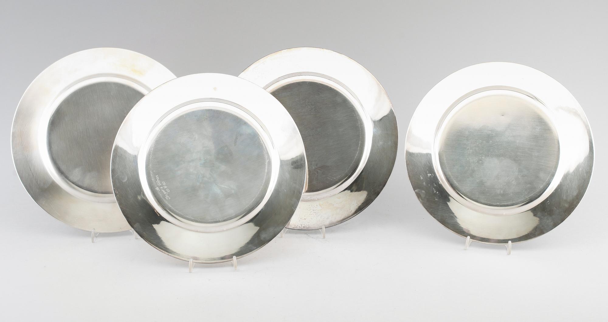 KUVERTTALLRIKAR, 4 st, (3+1), silver, GAB, Stockholm 1962/67. Vikt ca 1841 gram.