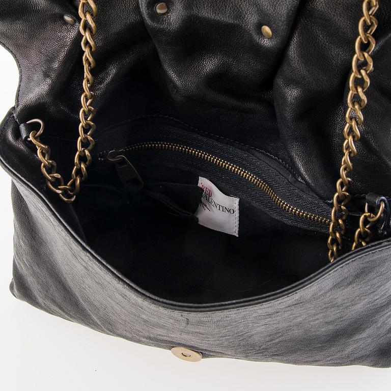 Red Valentino Black Leather Evening Bag.