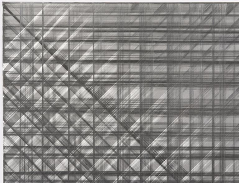 Sophie Tottie, "White Lines (steel drawing) rattan texture".